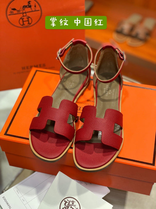 SANTORINI SANDAL CHERRY CALFSKIN