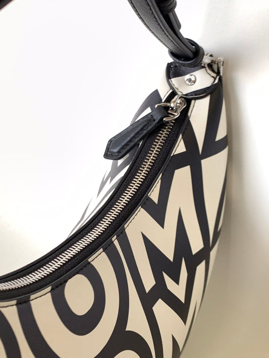 FENDIGRAPHY SMALL 29 IN WHITE MIX BLACK SMOOTH CALFSKIN SILVER HARDWARE