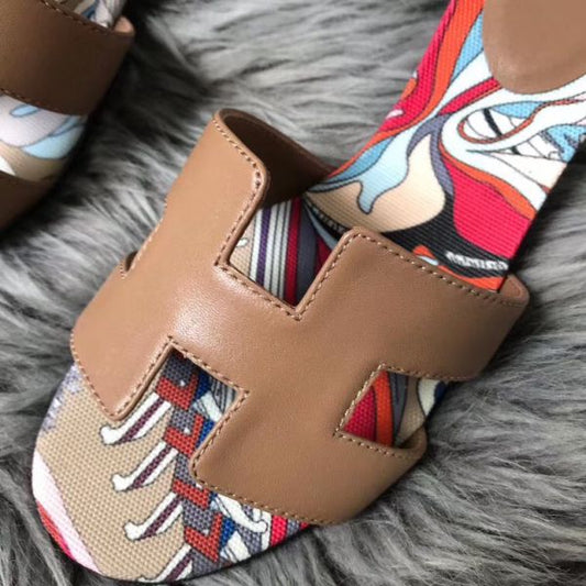 HERM Camel Swift Oasis Sandals with Botanique Printed