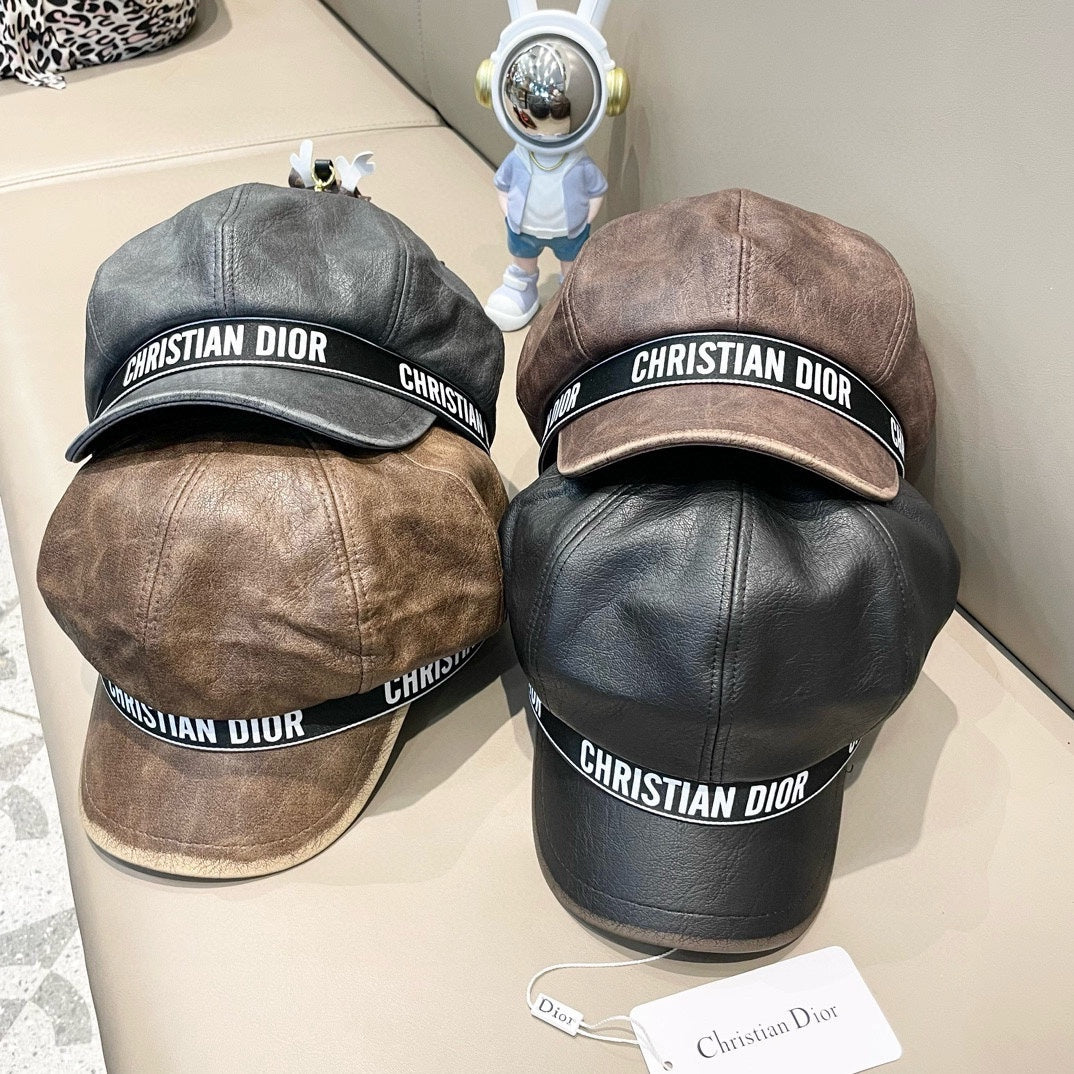BAKER BOY HAT IN DARK GRAY LEATHER 436764