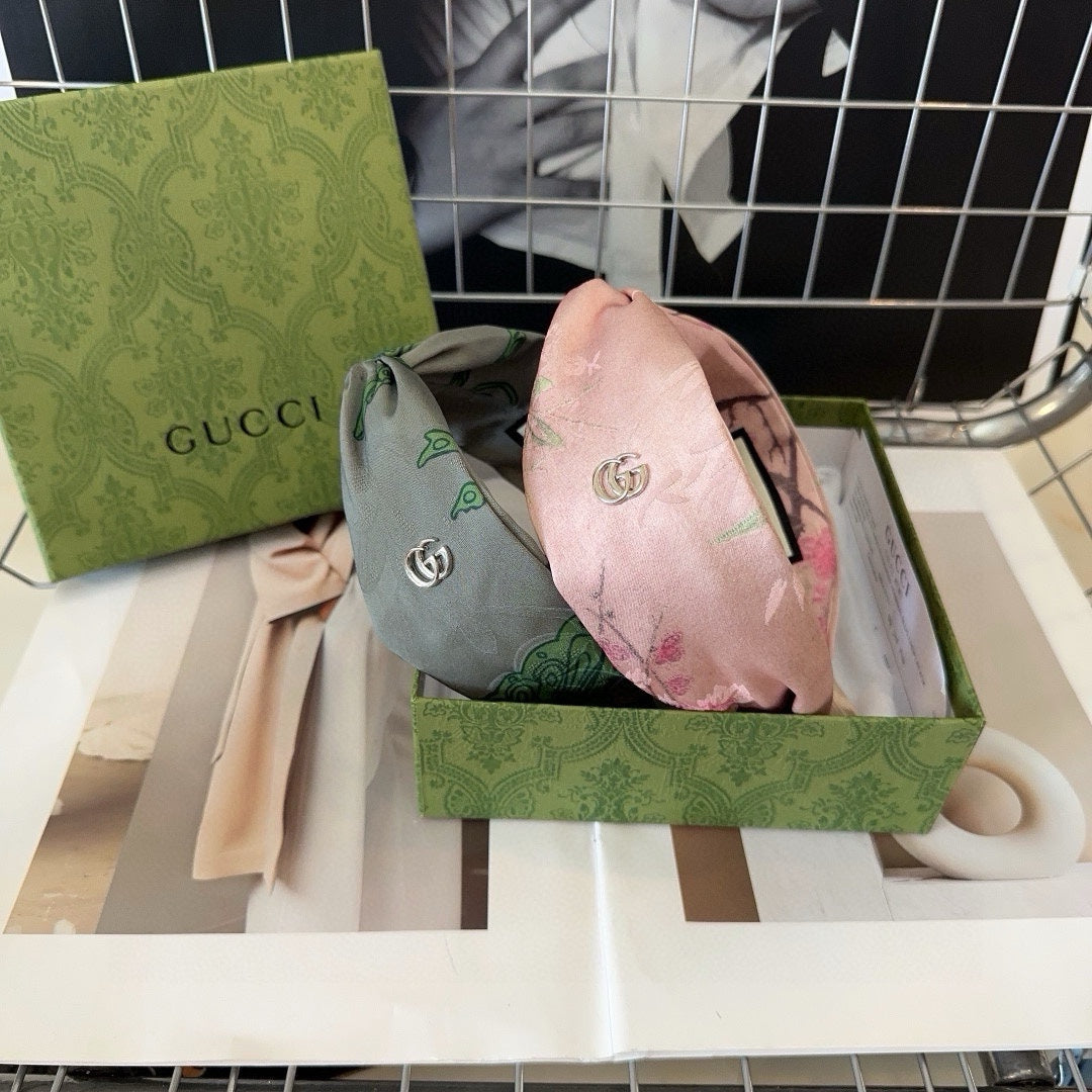 PALE PINK GRAY SILK-BLEND HAIRBAND 407923