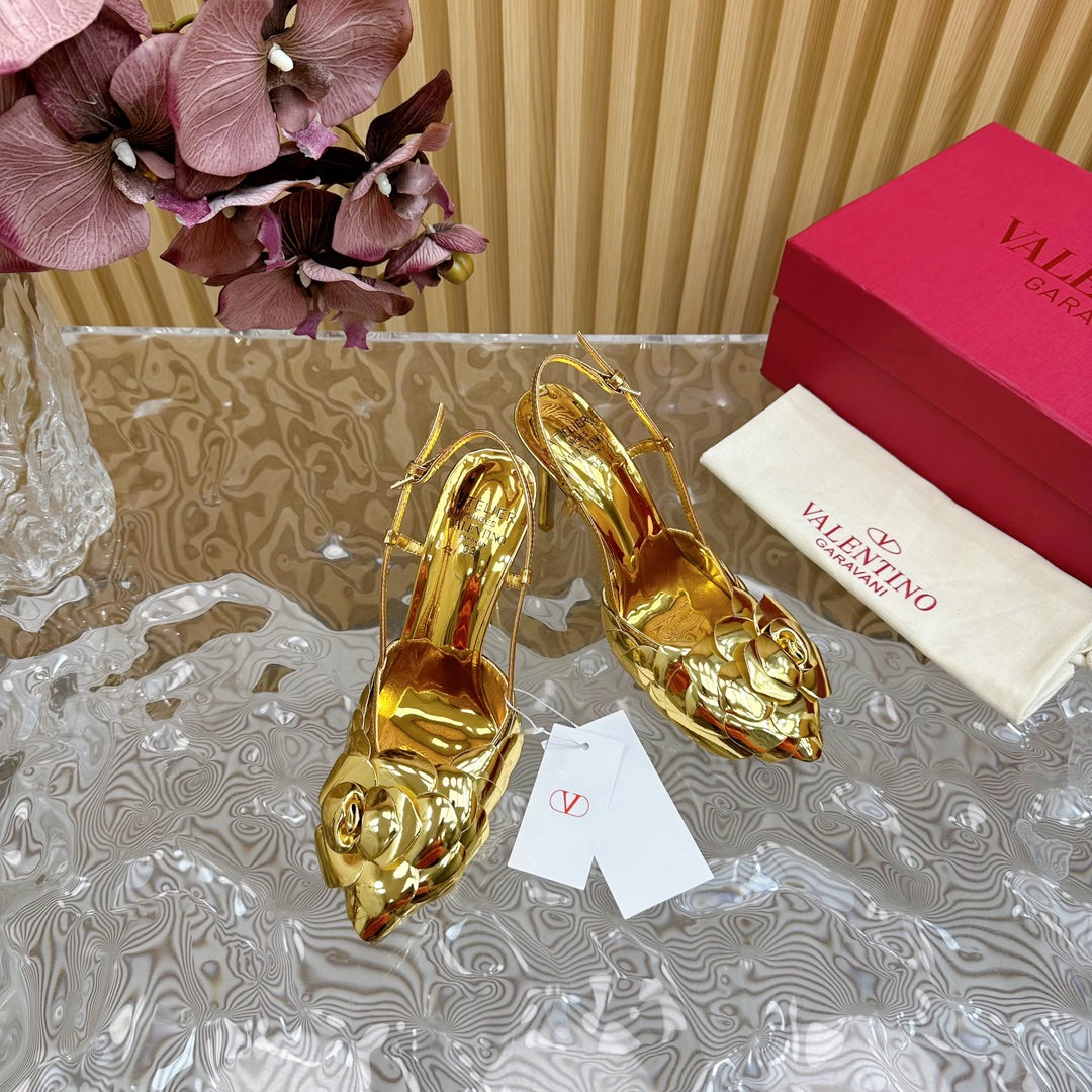 ATELIER SLINGBACK HEELS 95 MM IN GOLD METALLIC CALFSKIN