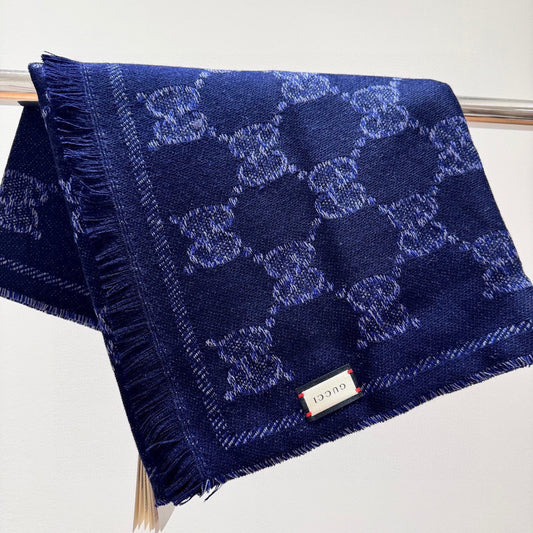 SCARF 195 CM IN NAVY BLUE WOOL 399808
