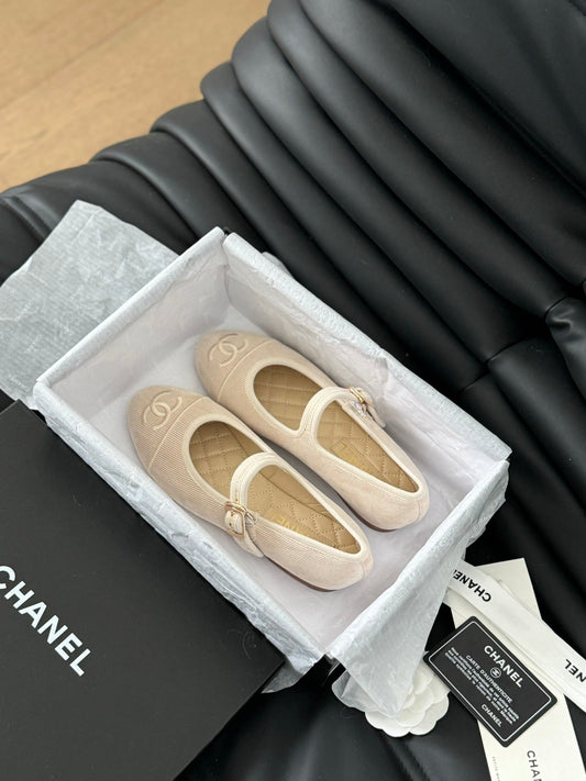 MARY JANE SHOES BEIGE CREAM CORDUROY TWILL FABRIC
