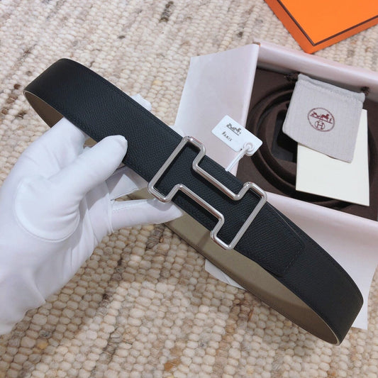 H TONIGHT BELT 38MM BLACK GREEN GREY LEATHER
