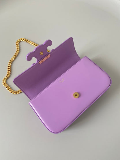 20 CHAIN EMBOSSED ARMPIT BAG PURPLE CALFSKIN