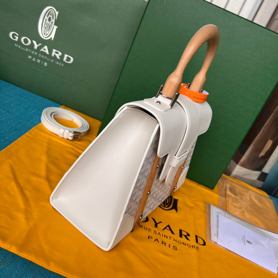 SAÏGON PM BAG 28 IN WHITE GOYARDINE CANVAS AND CALFSKIN