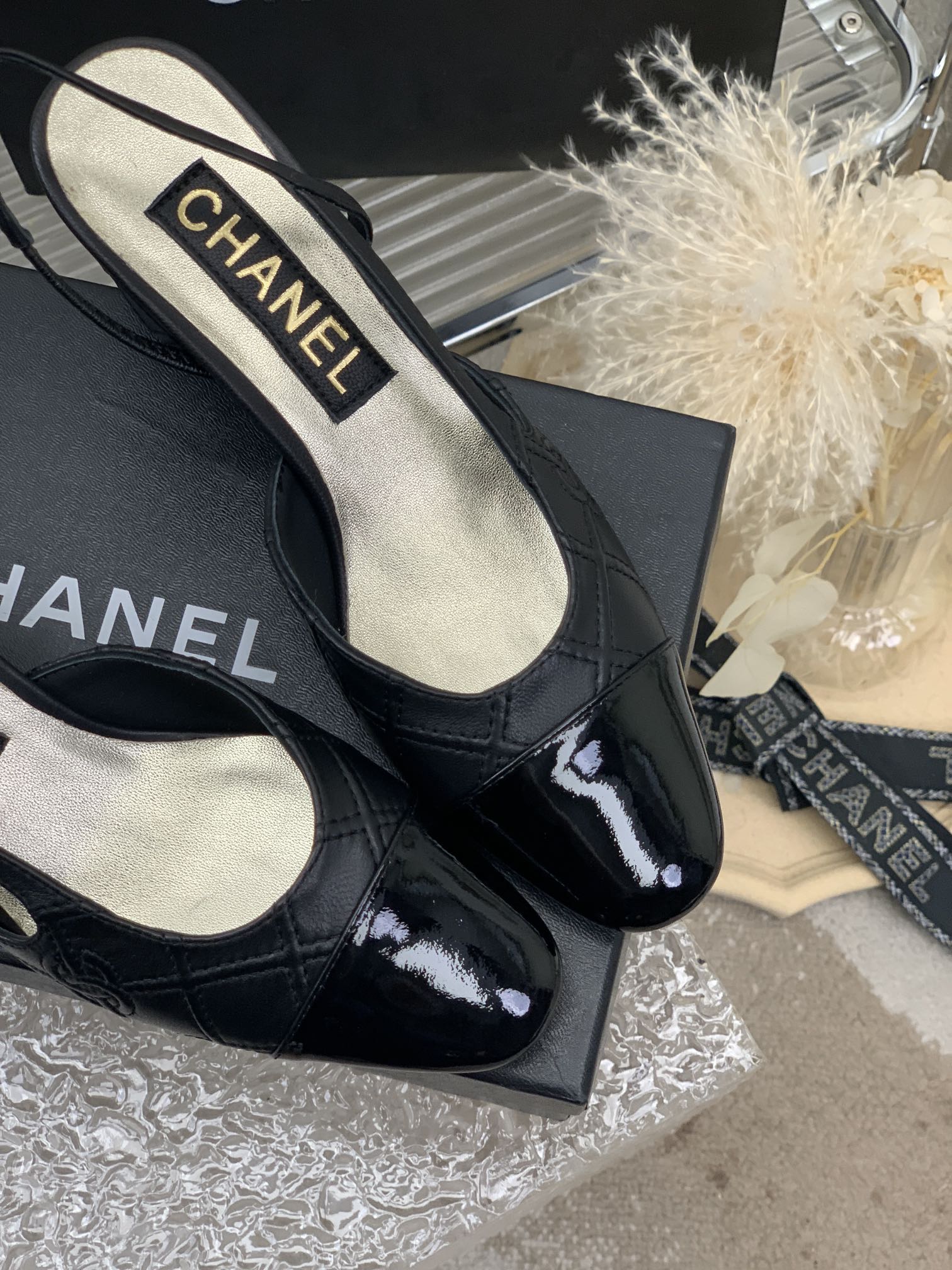 HIGH SLINGBACKS 65 BLACK CALFSKIN