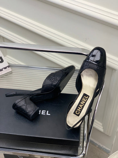 HIGH SLINGBACKS 65 BLACK CALFSKIN