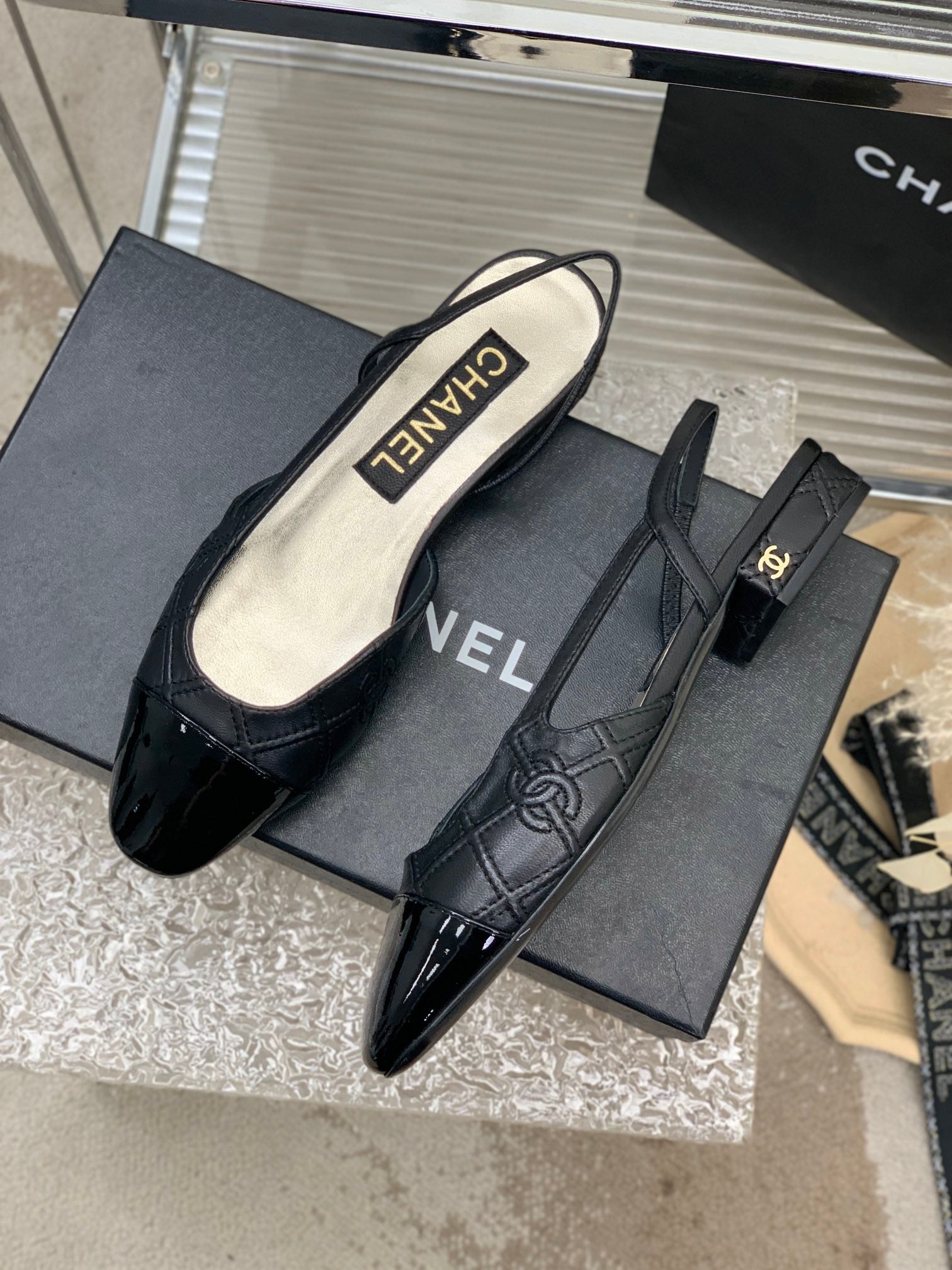 SLINGBACKS 20 BLACK CALFSKIN