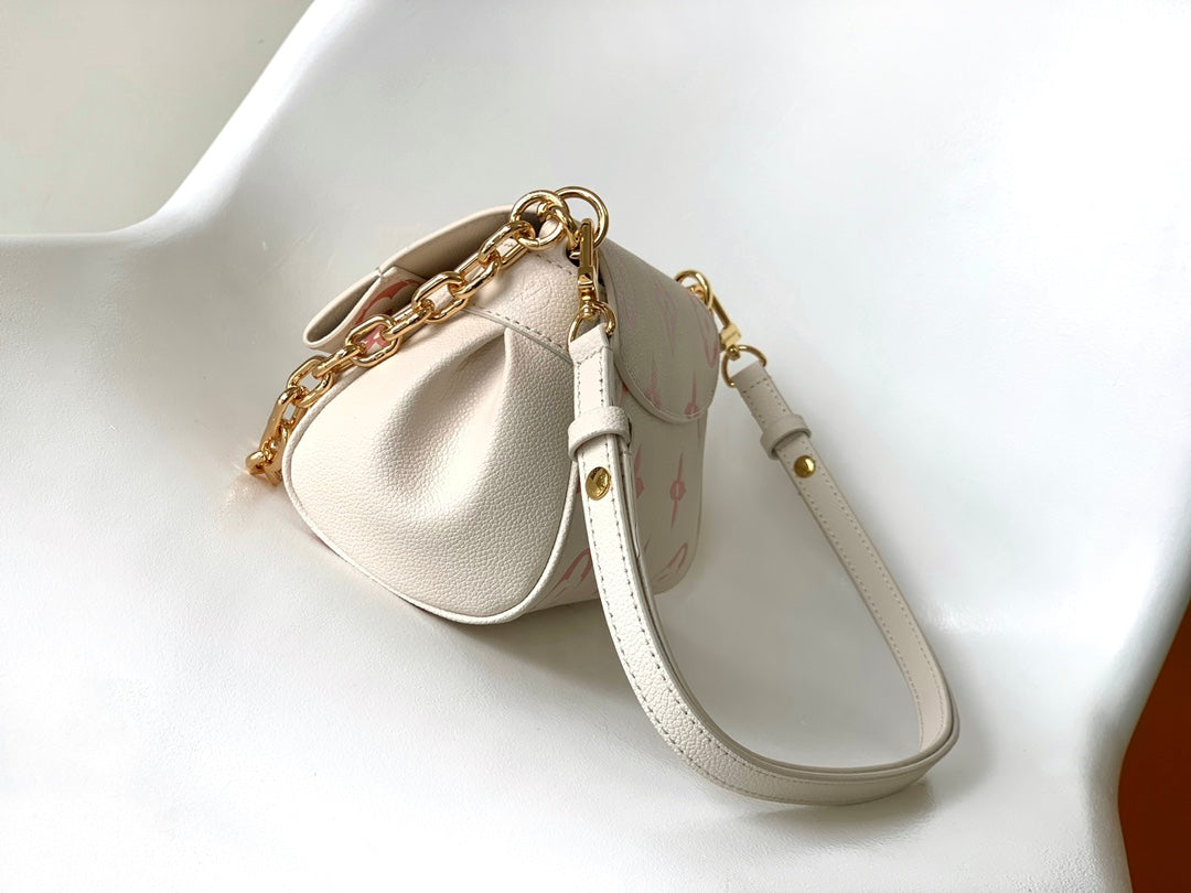 FAVORITE BAG 24 IN BEIGE MIX PINK MONOGRAM SOFT GRAINED COWHIDE