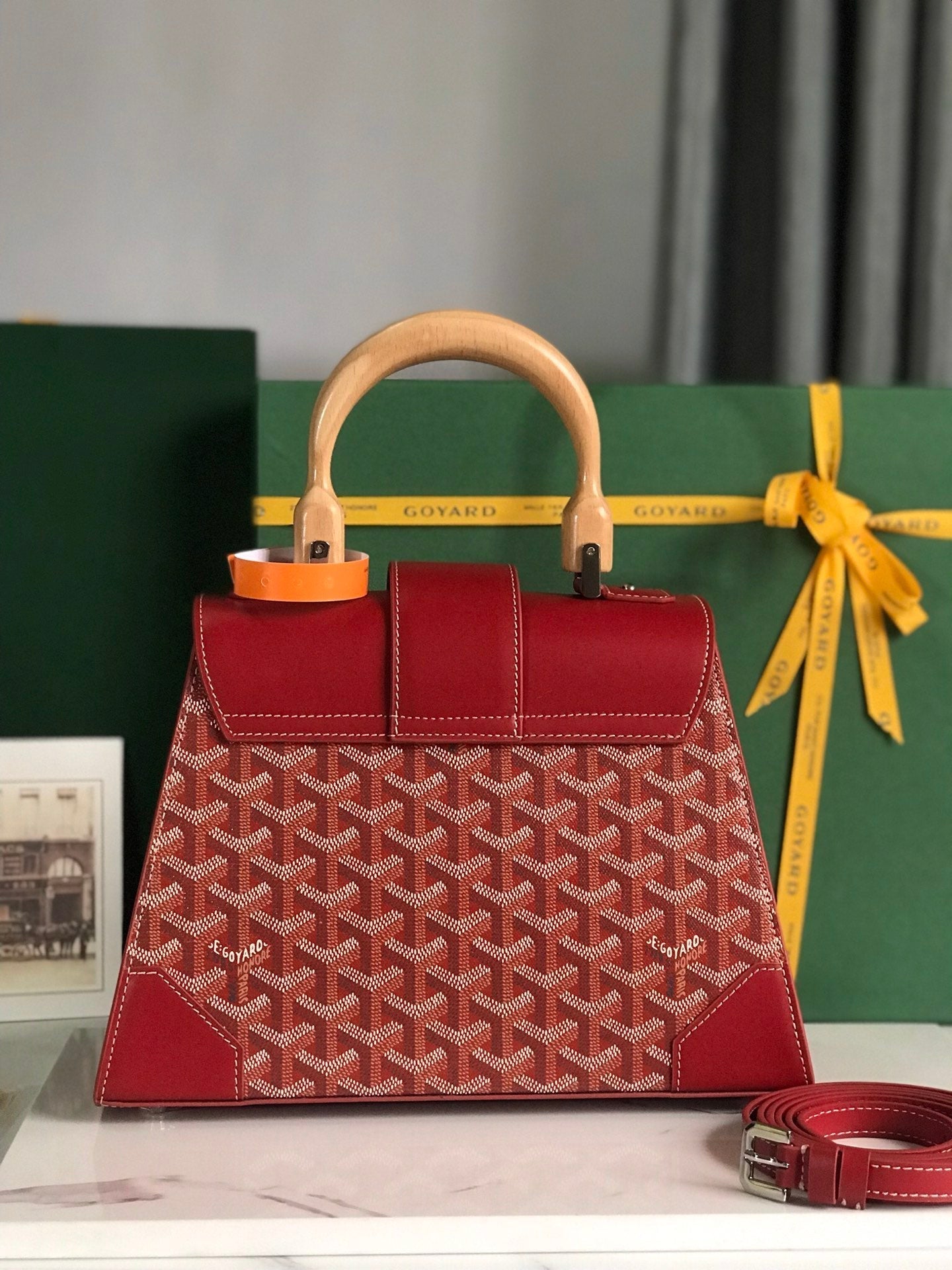 SAÏGON PM BAG 28 IN PERSIAN RED GOYARDINE CANVAS AND CALFSKIN