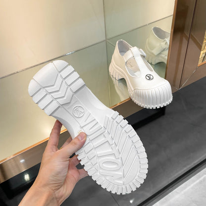 LV WOMEN CHECKER MARY JANE IN WHITE CALFSKIN
