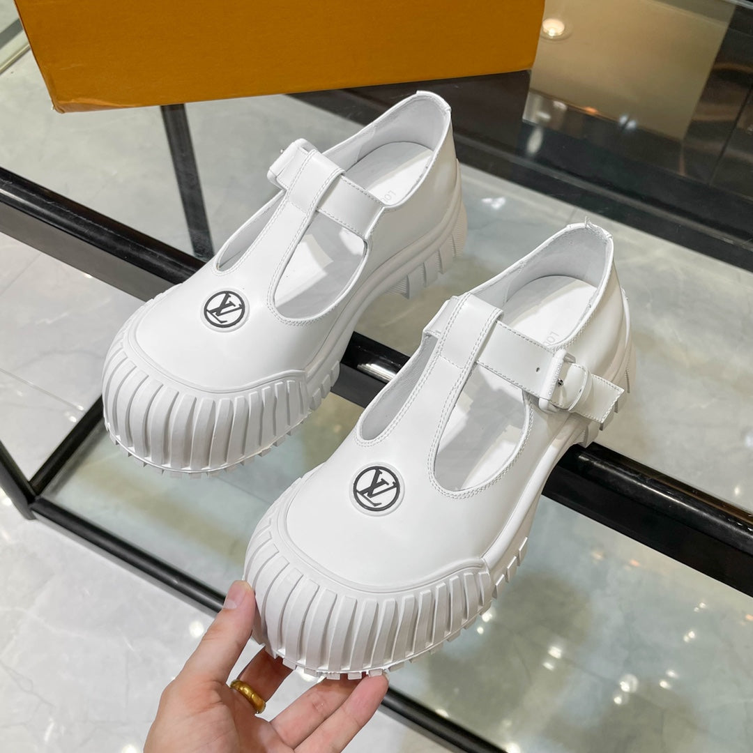 LV WOMEN CHECKER MARY JANE IN WHITE CALFSKIN