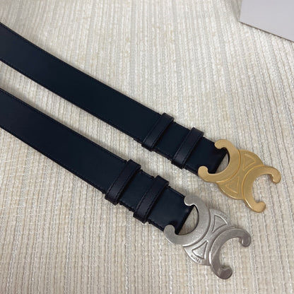 Triomphe Belt 35mm Black Calfskin Shw