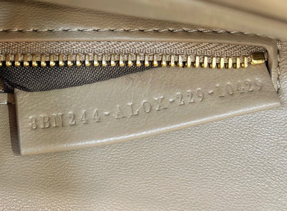 PEEKABOO 24 IN WHITE MIX BROWN INTERLACED CALFSKIN GOLD HARDWARE