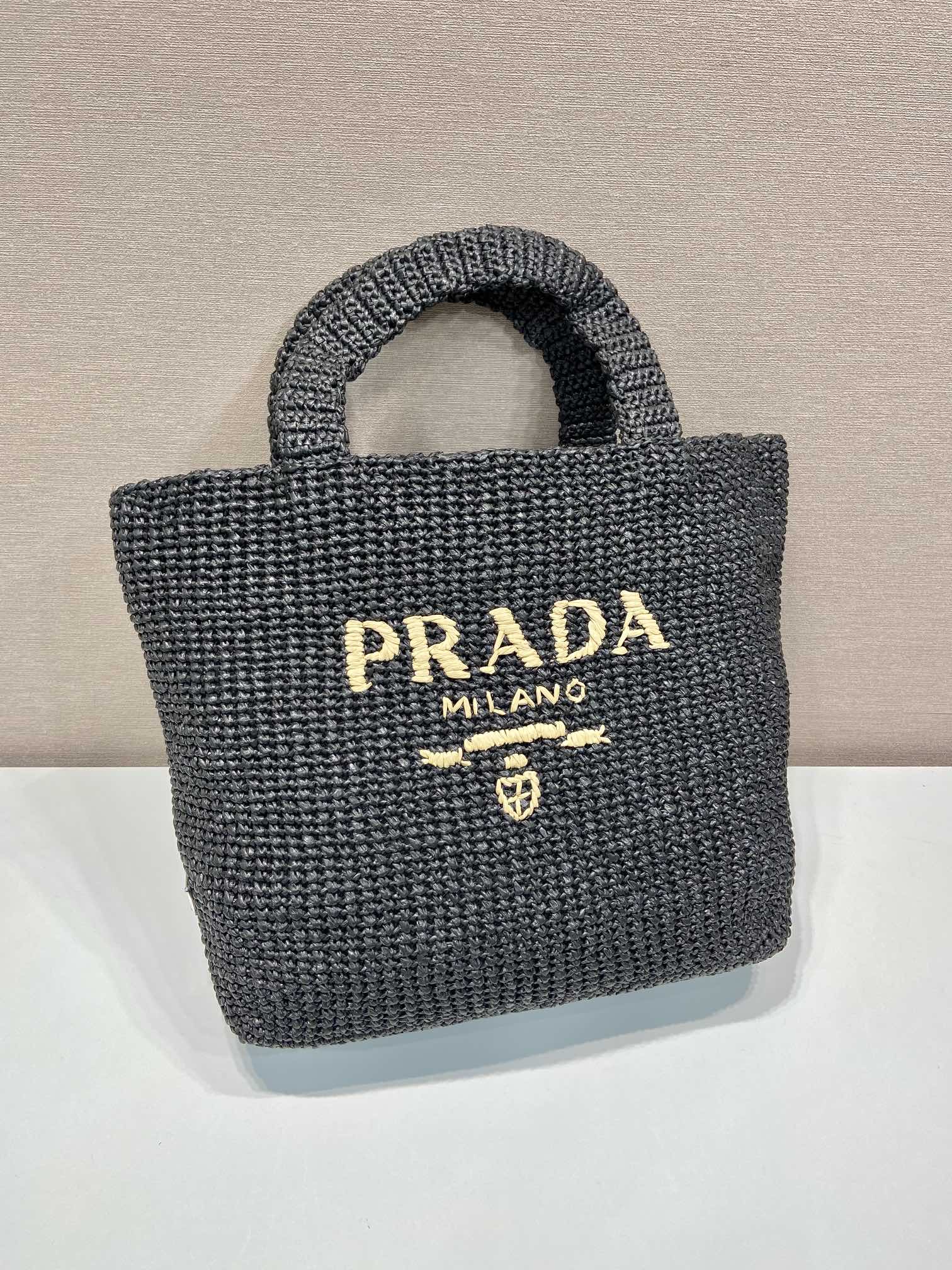 LARGE CROCHET TOTE BAG 47 IN BLACK MIX YELLOW RAFFIA