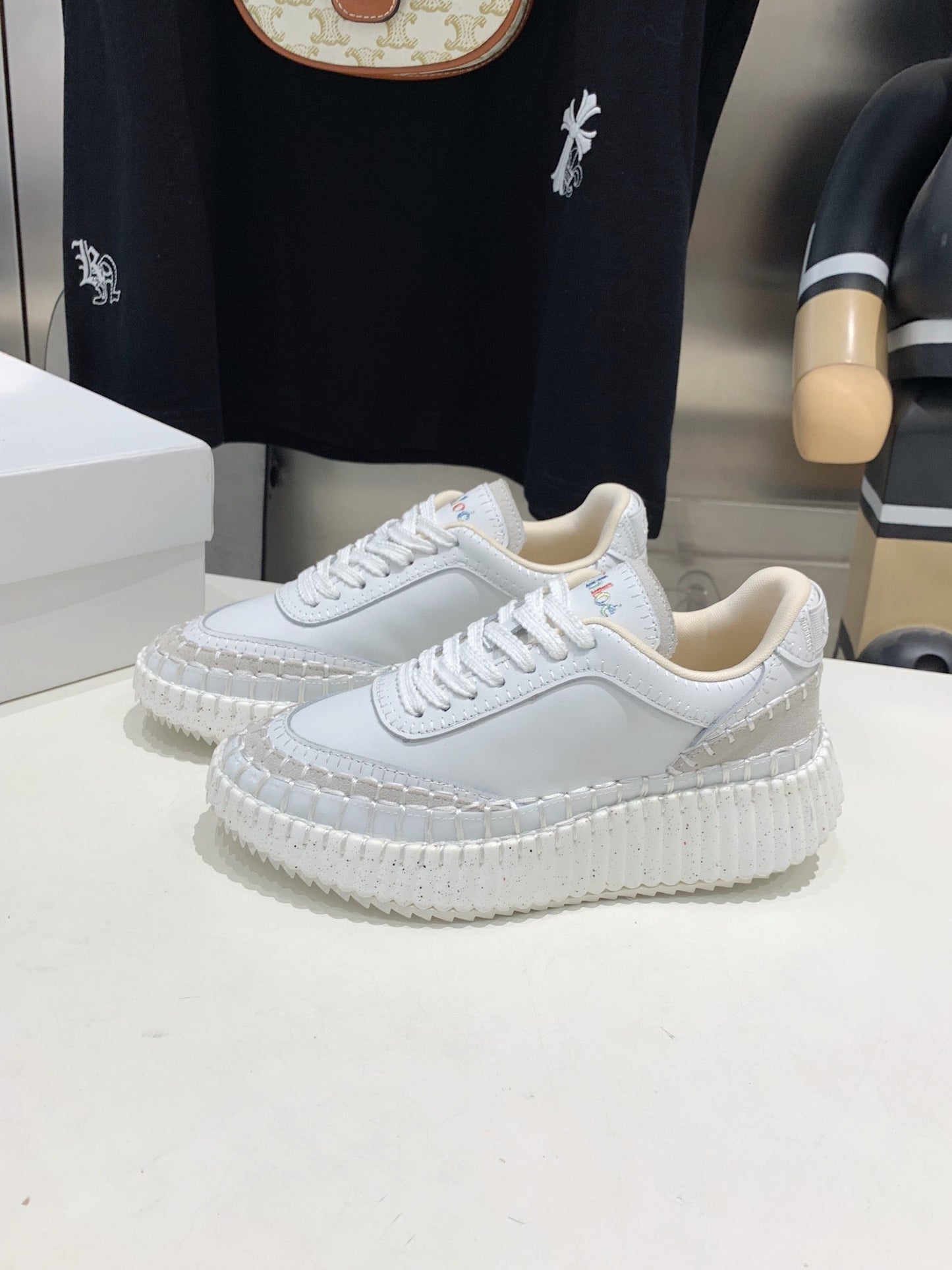 NAMA SNEAKER 5 CM IN WHITE CALFSKIN