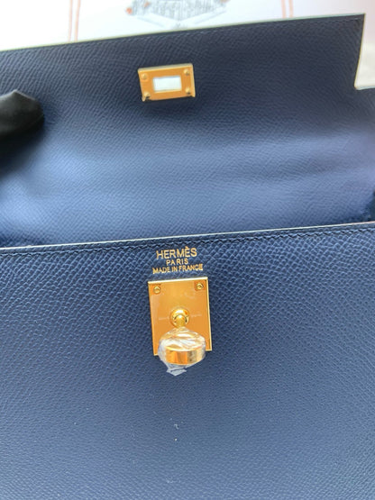 HERM Kelly, 25cm, Deep Blue, Epsom
