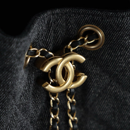 CC 25 HANDBAG IN BLACK 25 WASHED DENIM GOLD HARDWARE