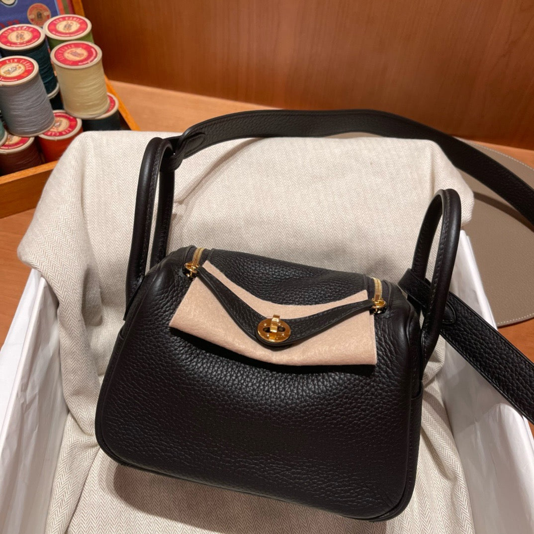 HERM Mini Lindy, 19cm, Noir, TC Skin