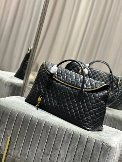 ES GIANT 56 BLACK COWHIDE LEATHER TRAVEL BAG
