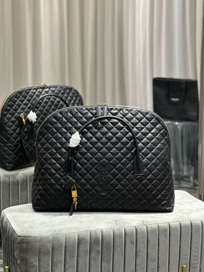 ES GIANT 56 BLACK COWHIDE LEATHER TRAVEL BAG