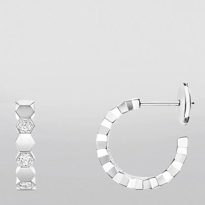 HONEE SILVER DIAMOND HOOP EARRINGS