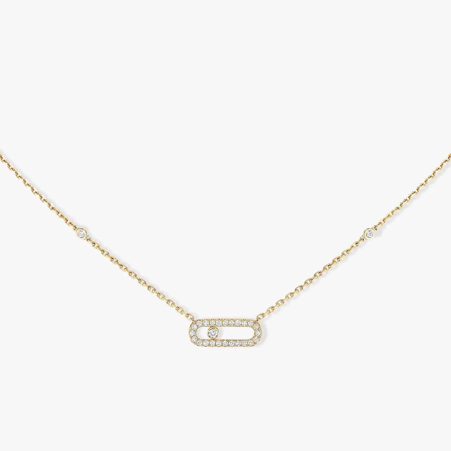 MOVE UNO PAVED SILVER DIAMOND NECKLACE