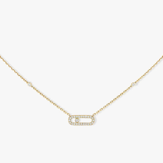 MOVE UNO PAVED SILVER DIAMOND NECKLACE