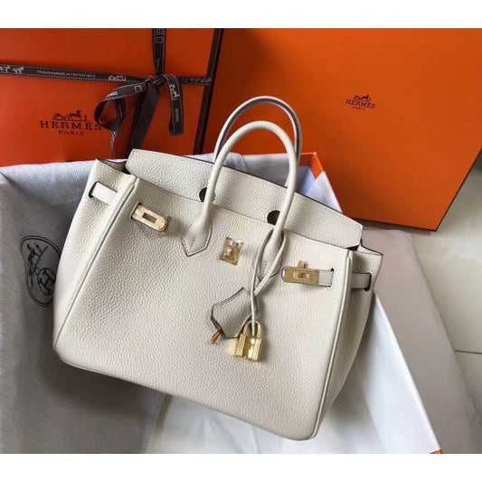 HERM Birkin 25cm Bag In Beton Clemence Leather GHW