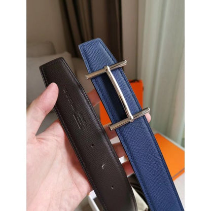 HERM H d'Ancre Reversible Belt In Indigo/Black Epsom Leather