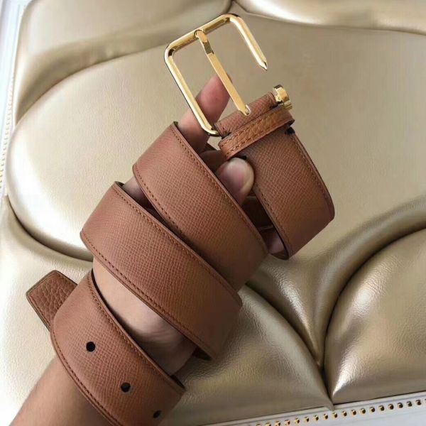 HERM Lennox 40 MM Belt In Brown Epsom Leather