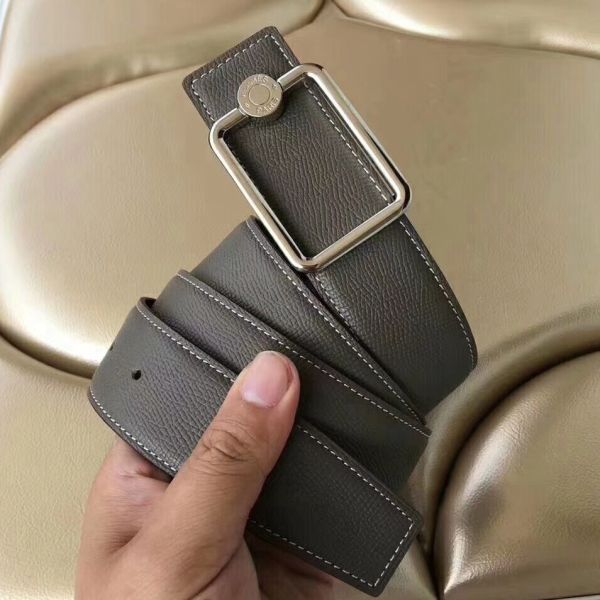 HERM Oscar Buckle 40 MM Belt Etoupe Reversible Leather
