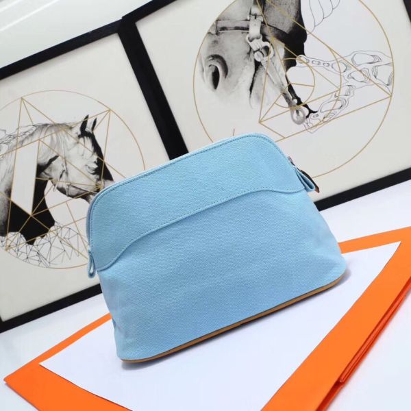 HERM Medium Bolide Travel Case In Blue Lin Cotton