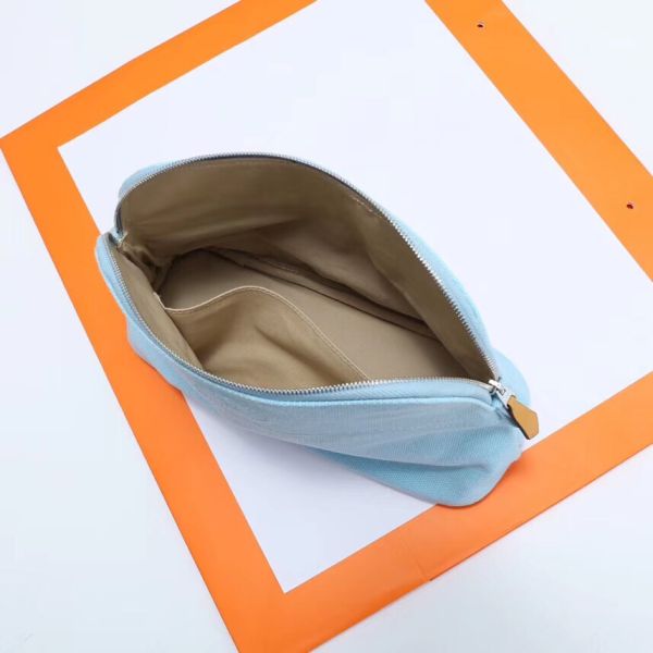 HERM Medium Bolide Travel Case In Blue Lin Cotton