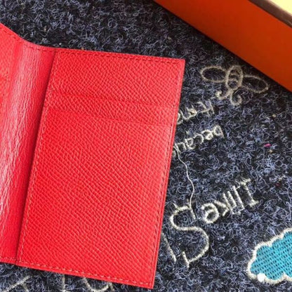 HERM MC¬≤ Euclide Card Holder In Red Epsom Leather