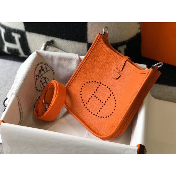 HERM Evelyne III TPM Bag In Orange Clemence Leather