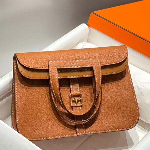 HERM Halzan 25 Bag in Gold Clemence Leather