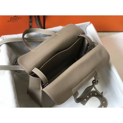 HERM Halzan 31cm Bag In Grey Clemence Leather