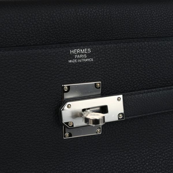 HERM Kelly 42 Maxi Handmade Bag in Black Clemence Leather
