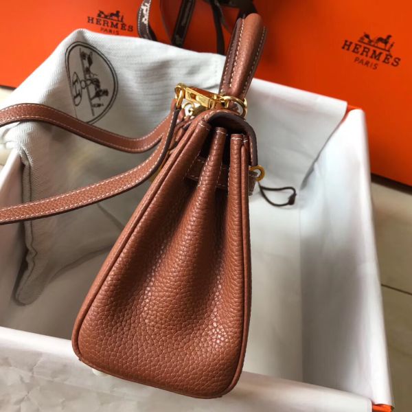 HERM Kelly 20cm Bag In Gold Clemence Leather GHW