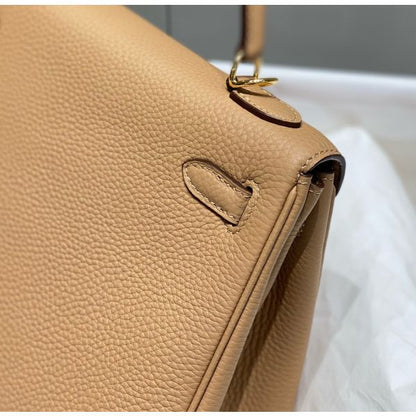 HERM Kelly 25cm Retourne Bag In Chai Clemence Leather GHW