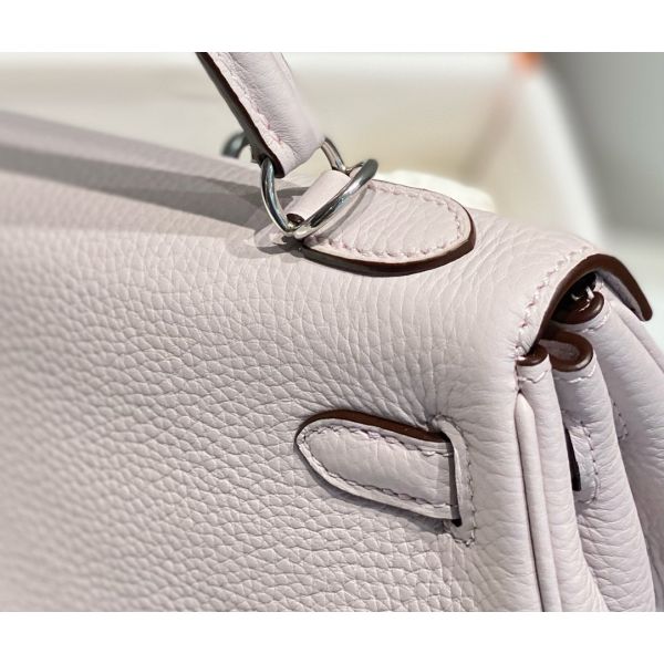 HERM Kelly 25cm Retourne Bag In Mauve Pale Clemence Leather