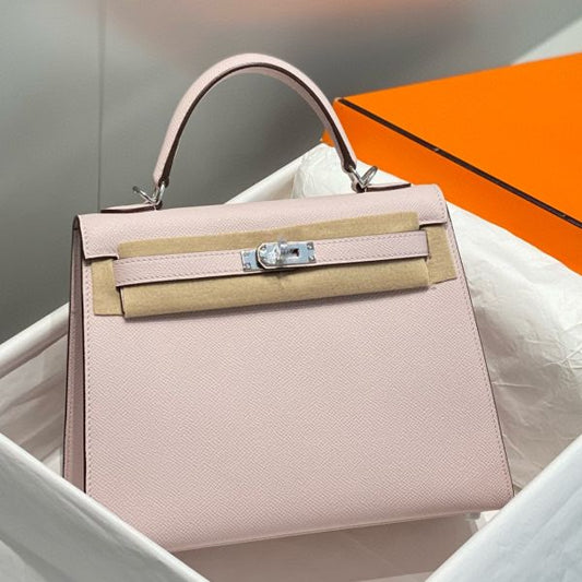 HERM Kelly 28cm Bag In Mauve Pale Epsom Leather PHW