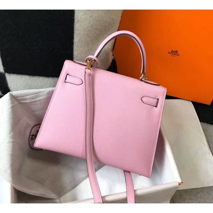 HERM Kelly 28cm Bag In Mauve Sylvestre Epsom Leather GHW