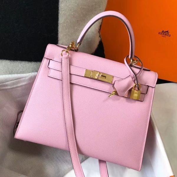 HERM Kelly 28cm Bag In Mauve Sylvestre Epsom Leather GHW