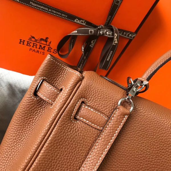 HERM Kelly 32cm Bag In Gold Clemence Leather PHW