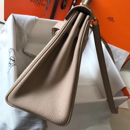 HERM Kelly 32cm Bag In Trench Clemence Leather GHW