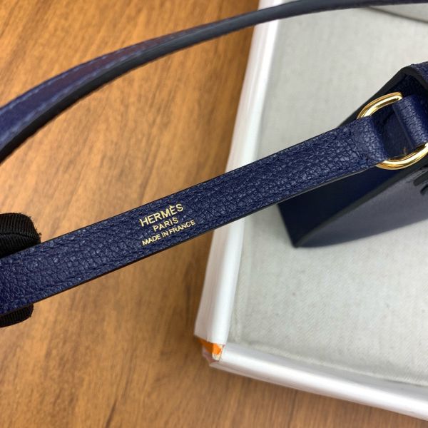 HERM Kelly Elan Handmade Bag In Blue Saphir Chevre Mysore Leather